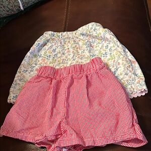 Floral and Gingham Kids Shorts Set